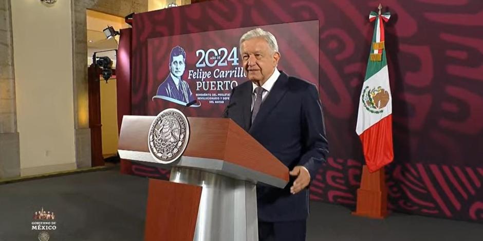 AMLO este miércoles en la conferencia en Palacio Nacional.