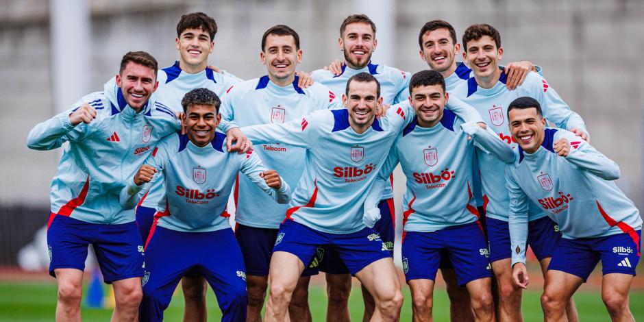 Futbolistas de la selección española durante un entrenamiento de cara a sus compromisos en la Fecha FIFA de octubre del 2024.