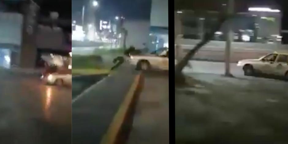 Taxista arrolla intencionalmente a hombre en Nuevo León (VIDEO)