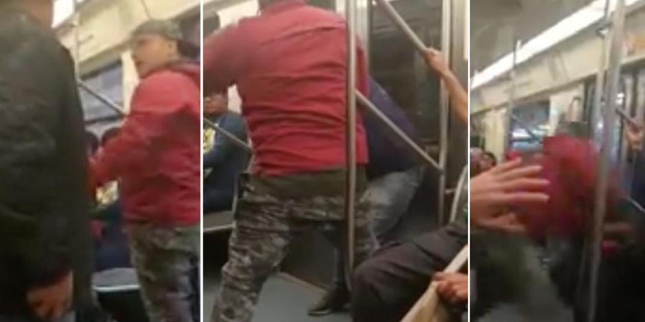 Sujetos se lían a golpes en vagón del Metro y nadie interviene (VIDEO)