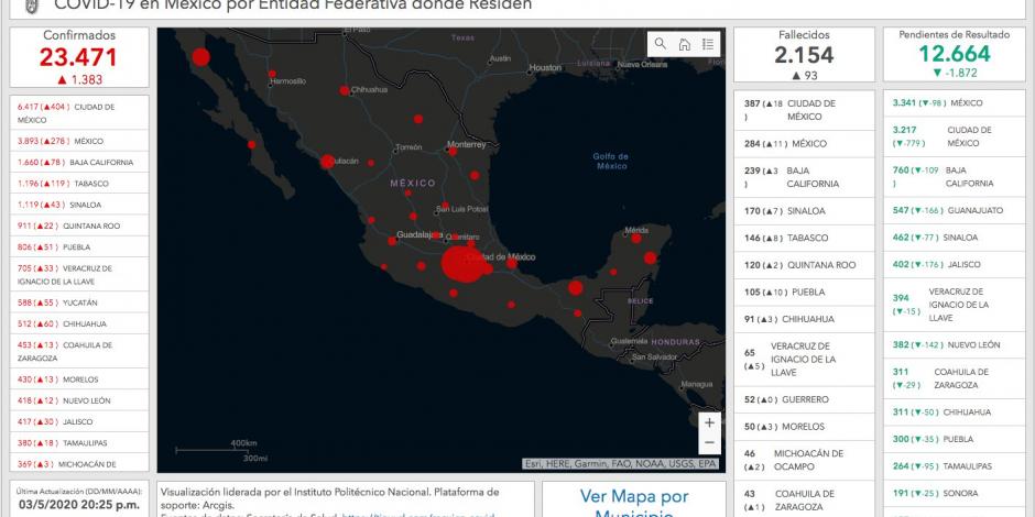 IPN desarrolla mapa de decesos y contagios de COVID-19 en el país