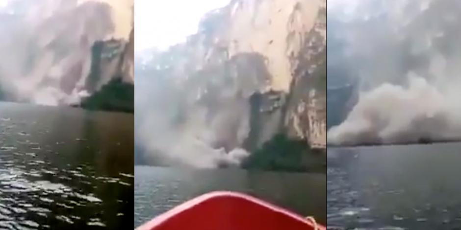 Turistas captan derrumbe en Cañón del Sumidero (VIDEO)