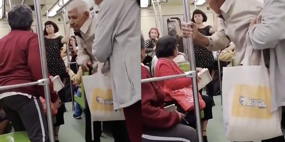 Otra vez corren a anciano de vagón exclusivo del Metro y desata polémica (VIDEO)