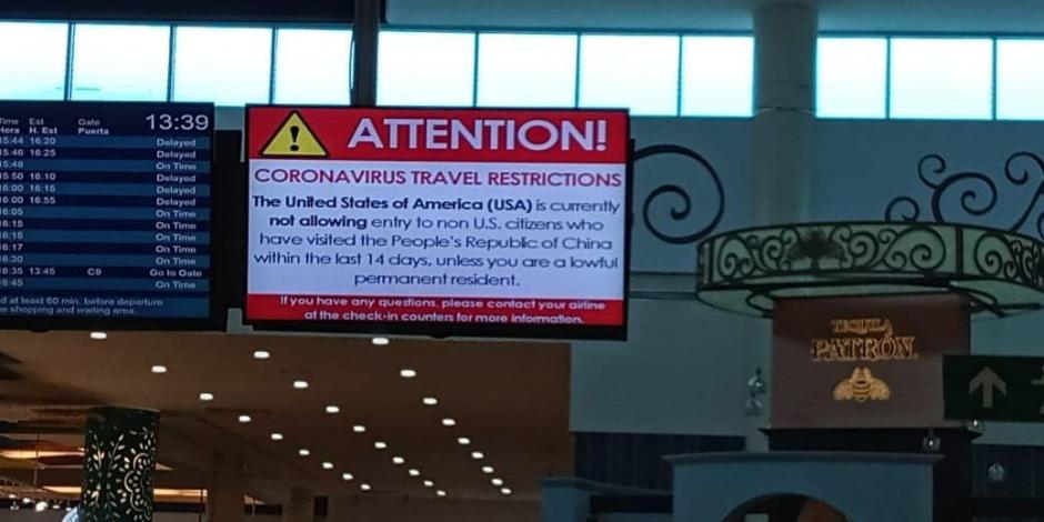 Restringen acceso a EU desde aeropuerto de Cancún por coronavirus