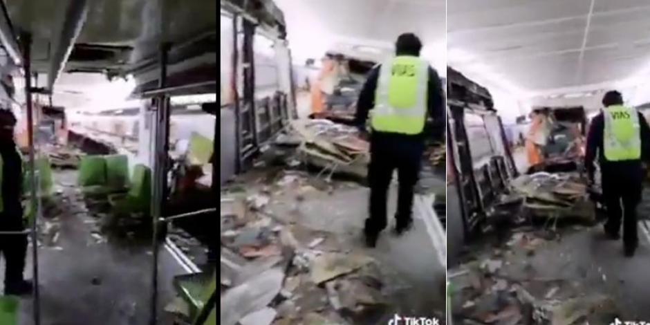 VIDEO muestra interior de tren impactado en Metro Tacubaya