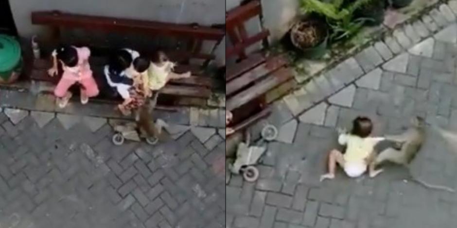 Mono en moto intenta "secuestrar" a una niña y se vuelve viral (VIDEO)
