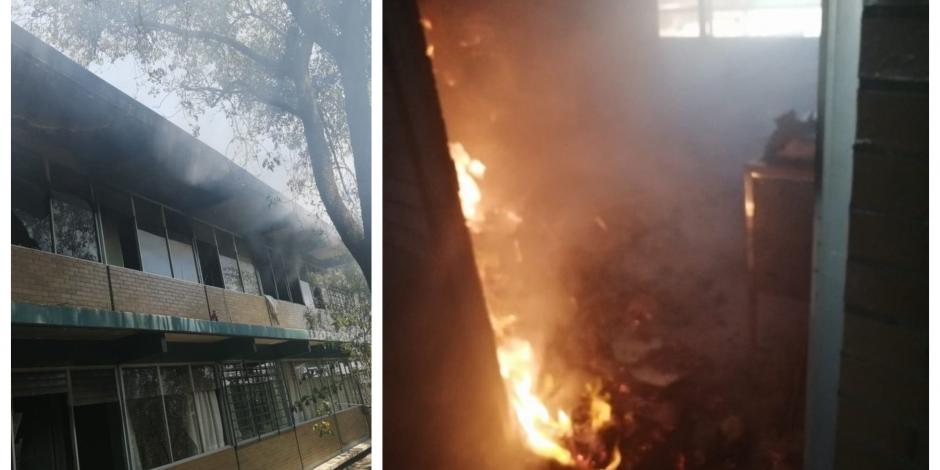 Sofocan incendio en CCH Sur; paristas impiden paso a peritos