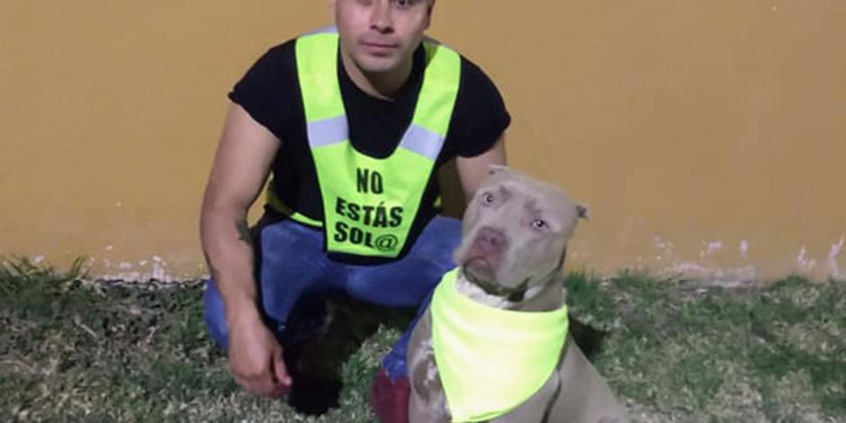 Joven se ofrece a vigilar las calles de Morelia junto con su perro pitbull