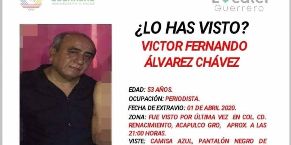 Fiscalía de Guerrero reporta desaparición del periodista Víctor Álvarez