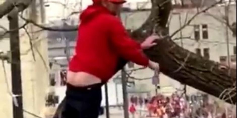 Aficionado de Kansas City cae de un árbol durante desfile de los Chiefs