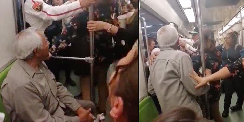 Intentan echar a anciano de vagón exclusivo del Metro y desata polémica en redes (VIDEO)