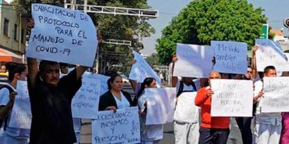 Enfermeros del IMSS bloquean Eje 4 Sur; exigen insumos ante COVID-19