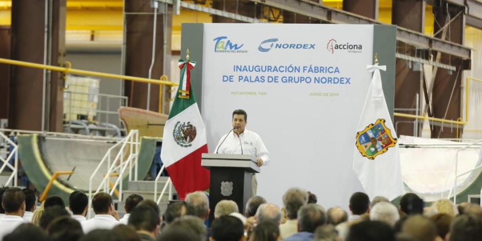 Gobierno de Tamaulipas inaugura segunda planta de producción de palas eólicas