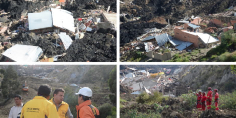Tras derrumbe, declaran zona de desastre en La Paz, Bolivia