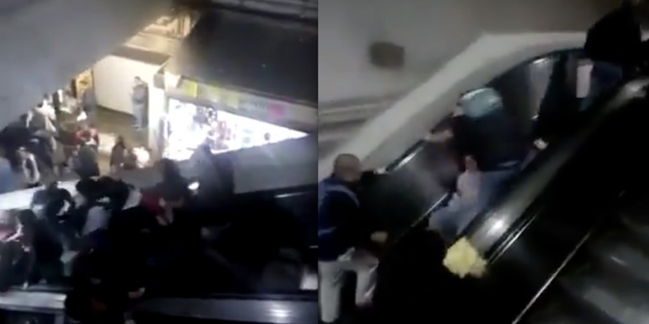 VIDEO: Escaleras eléctricas del Metro Tacubaya colapsan; mamá cae con su bebé