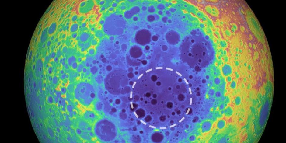 Descubren masa metálica enterrada en cráter de la Luna