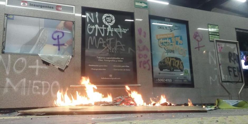 Cierran estación de Metrobús Insurgentes por daños tras actos vandálicos