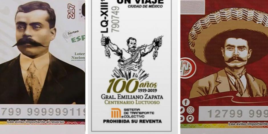 Presentan estampilla, billete de Lotería y boleto del Metro en conmemoración a Zapata
