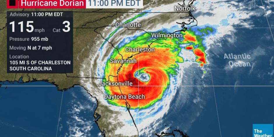 "Dorian" se fortalece y es de nuevo huracán categoría 3