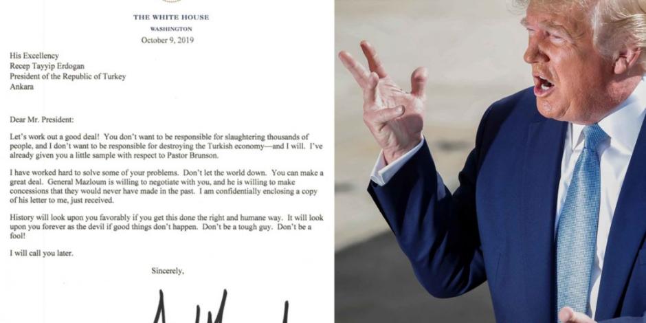 "¡No seas tonto!", dice Trump a mandatario turco en carta filtrada