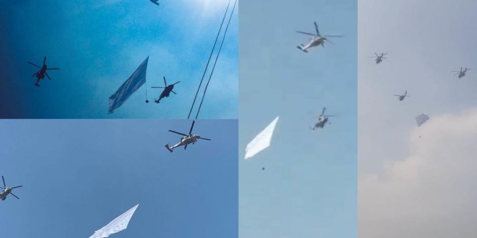 VIDEOS: Helicópteros que alertaron a vecinos de Iztacalco ensayan para desfile de F1