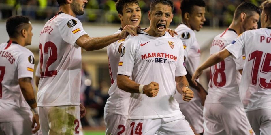 Con golazo del "Chicharito", Sevilla vence 3-0 al Qarabag en Europa League