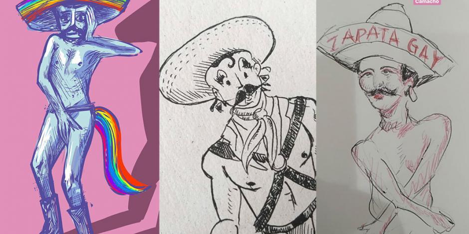 Ilustradores se unen para apoyar "Zapata gay" y hacen sus propias versiones (FOTOS)