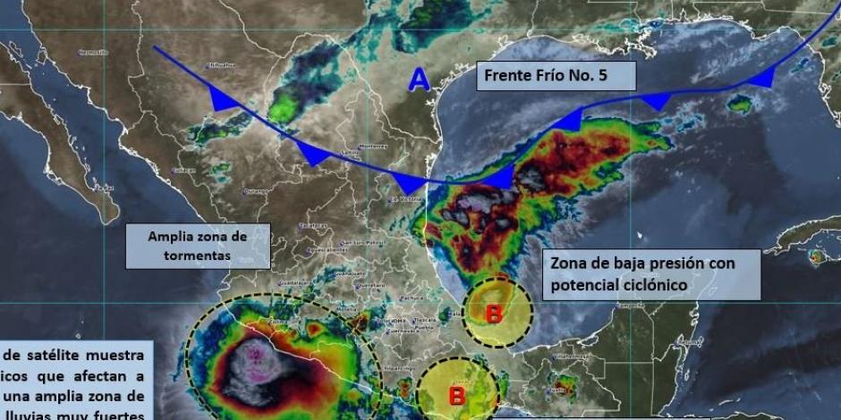 Prevén lluvias extraordinarias para Guerrero y Oaxaca por ciclón "17-E"