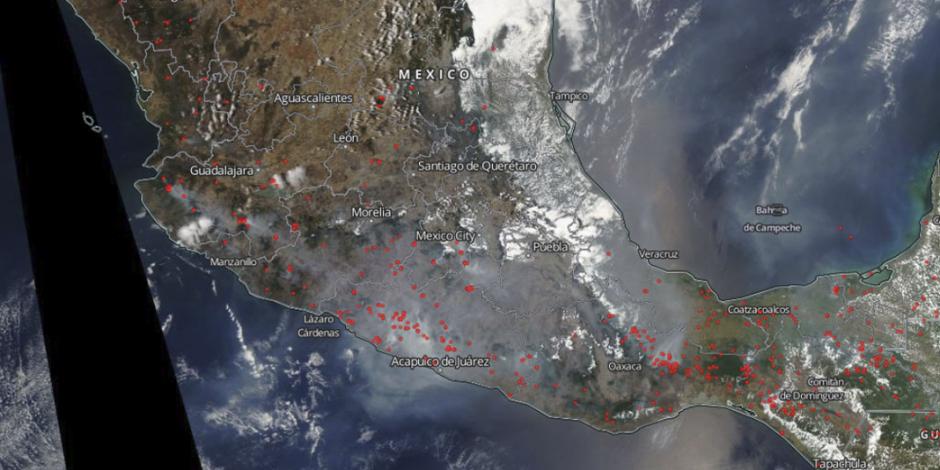 NASA muestra imagen satelital de incendios en México
