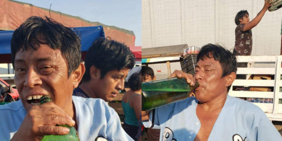 Pobladores roban cervezas de camión volcado en Campeche