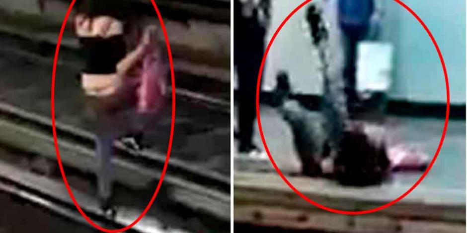 Mujer intenta suicidarse lanzándose a las vías del Metro Allende (VIDEO)