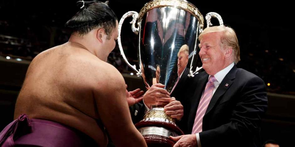 FOTOS: Agasajan a Trump con sumo, hamburguesas y golf en Japón