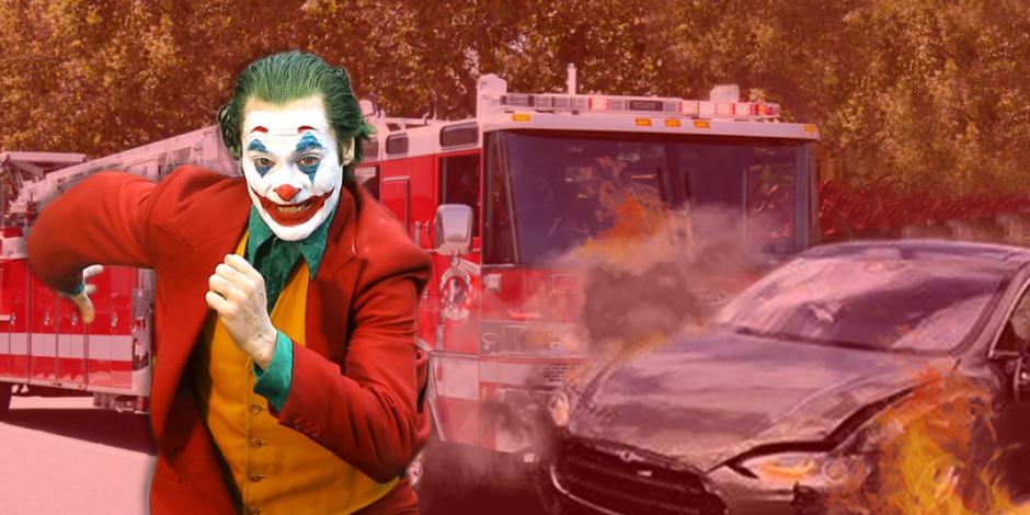 Joker hace de las suyas en la vida real y choca su auto