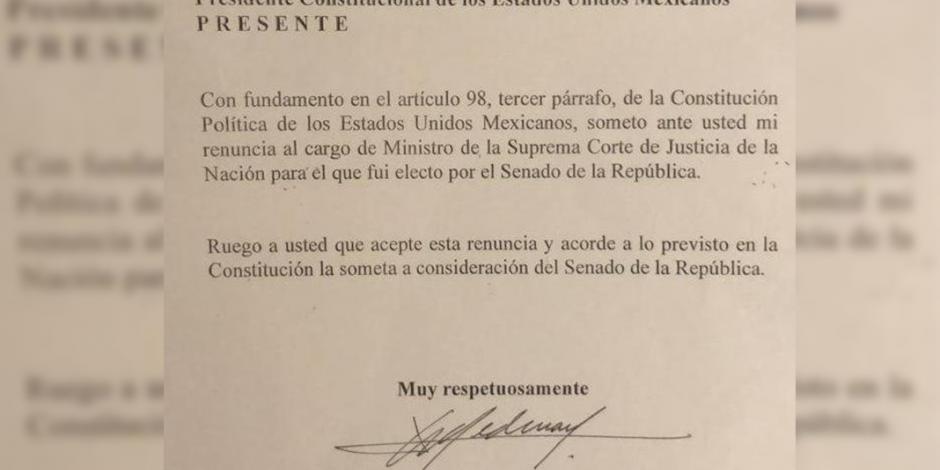 Difunde Martí Batres carta de renuncia de Medina Mora