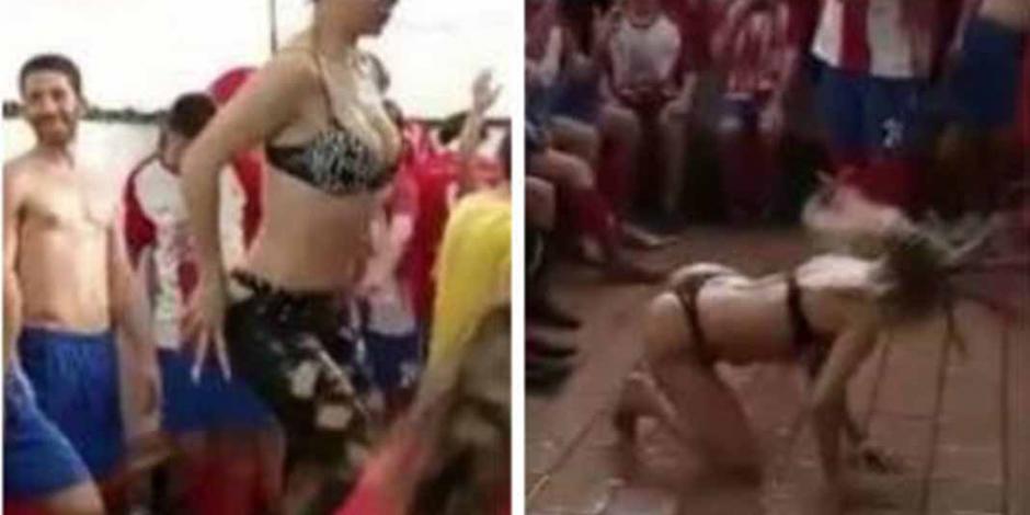 Video: Esportiu Llanca festeja su ascenso con una stripper en el vestidor