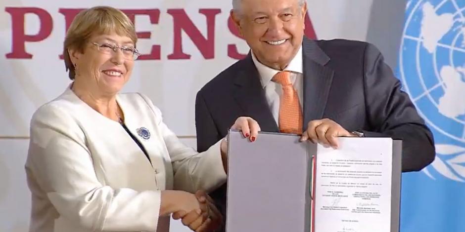 Firman Bachelet y AMLO acuerdo para brindar asesoría en DH a la Guardia Nacional