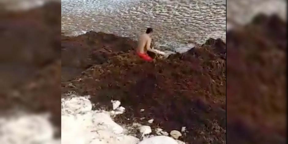 VIDEO: Rescatan a turista que se ahogaba en sargazo