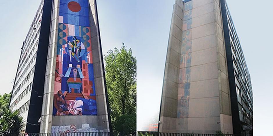 Borran mural de Nicandro Puente por filtraciones de agua