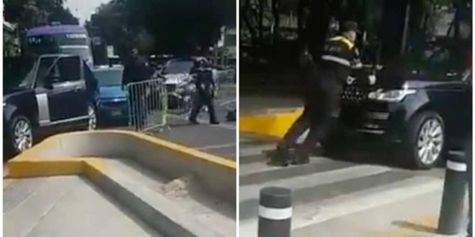 Conductor noquea a policía y casi atropella a otro por cierre vial en Maratón