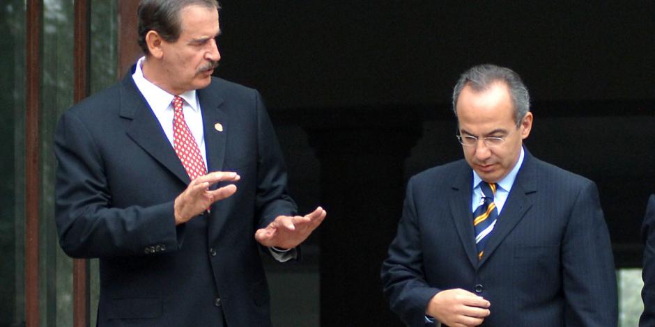 Los expresidentes mexicanos Vicente Fox (izq.) y Felipe Calderón (der.).