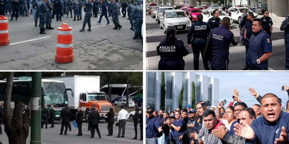 Policías federales estrangulan a la Ciudad de México con cuatro bloqueos