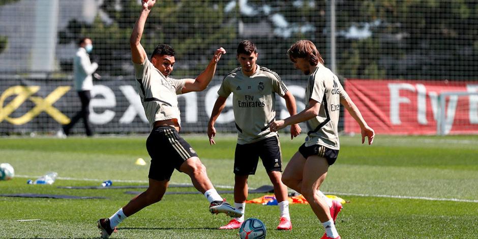 Jugadores del Real Madrid durante una práctica hace dos semanas