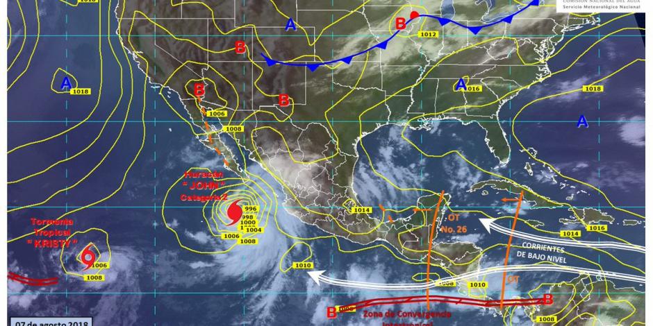 John avanza como huracán categoría 2 y afecta a 6 estados con fuertes lluvias