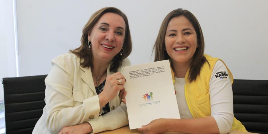 Karen Quiroga firma acuerdo contra la trata de personas