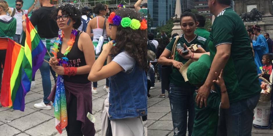 Festejan en el Ángel diversidad y triunfo de la selección mexicana