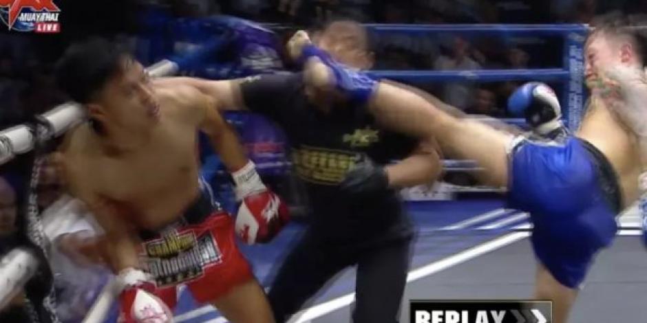 VIDEO: Luchador de muay thai noquea al árbitro y después le pide perdón