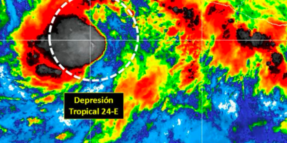 Se forma depresión tropical 24-E al sur de costas de Colima y Michoacán