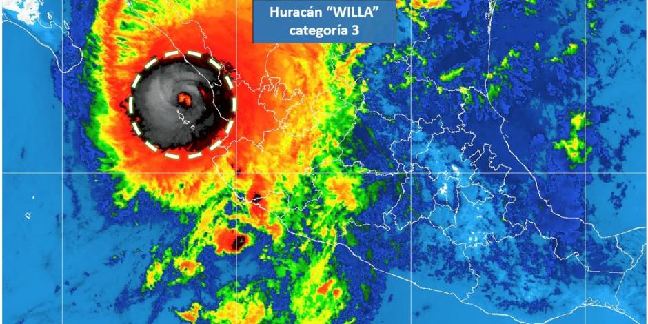 Huracán Willa tocará tierra a las 19:00 horas en Sinaloa