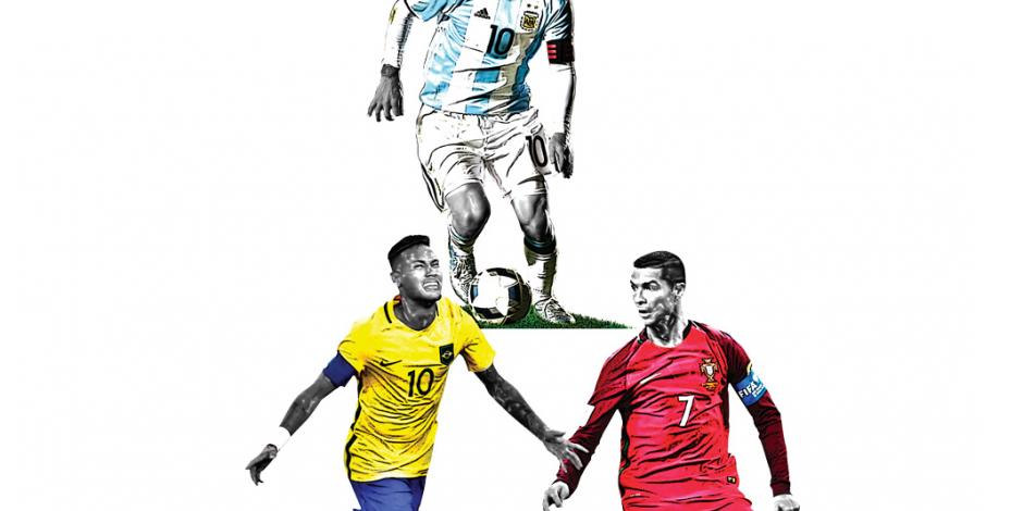Messi, Ronaldo y Neymar encabezan prelista de sus selecciones para Rusia 2018