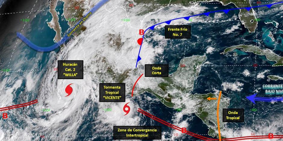 Willa, categoría 2; tormentas de fuertes a torrenciales en 27 estados